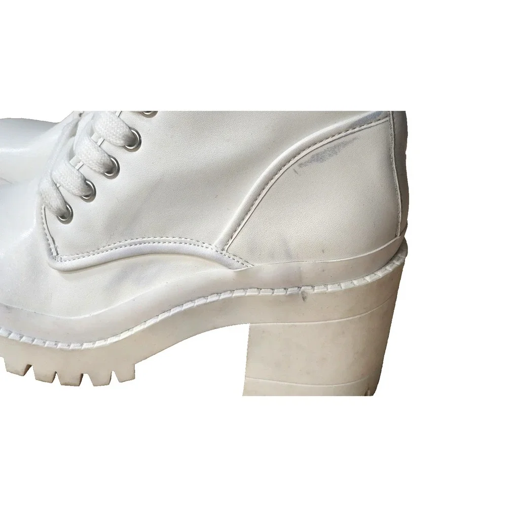 Steve‎ Madden Women's Bloomed White BL000361 Leather Lace-Up Boots Size 7.5 - Picture 10 of 16